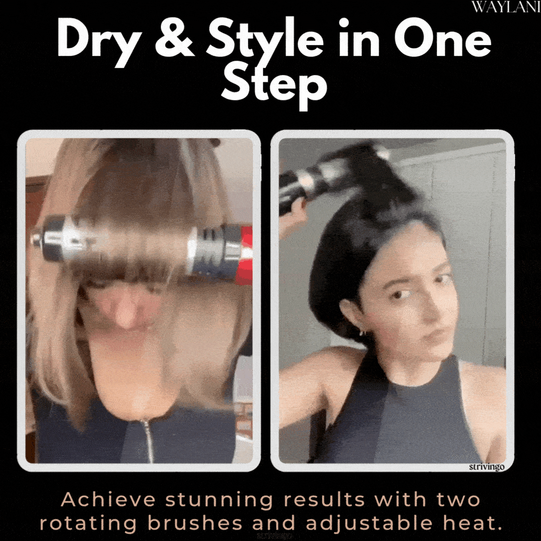 3-in-1 Rotating Hair Dryer & Styler with Temperature Control for Easy Waves