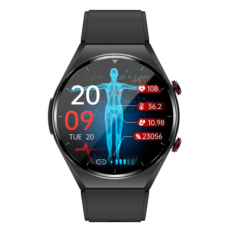 One-Touch Health Monitor Smartwatch: Glucose, Blood Pressure, ECG, Heart Rate
