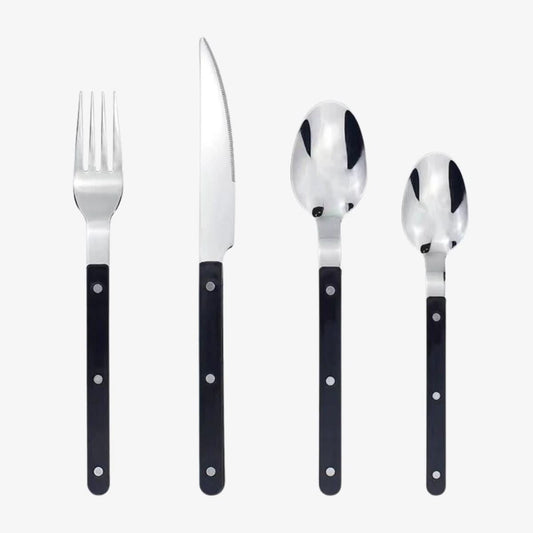24-Piece Engraved Stainless Steel Flatware Set