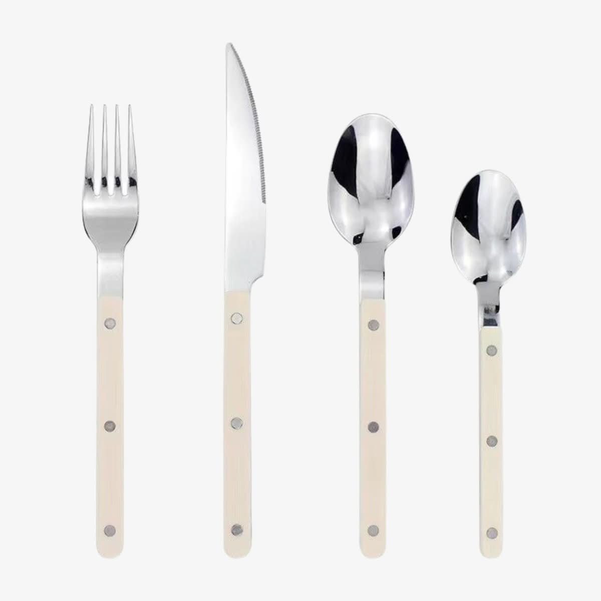 24-Piece Engraved Stainless Steel Flatware Set
