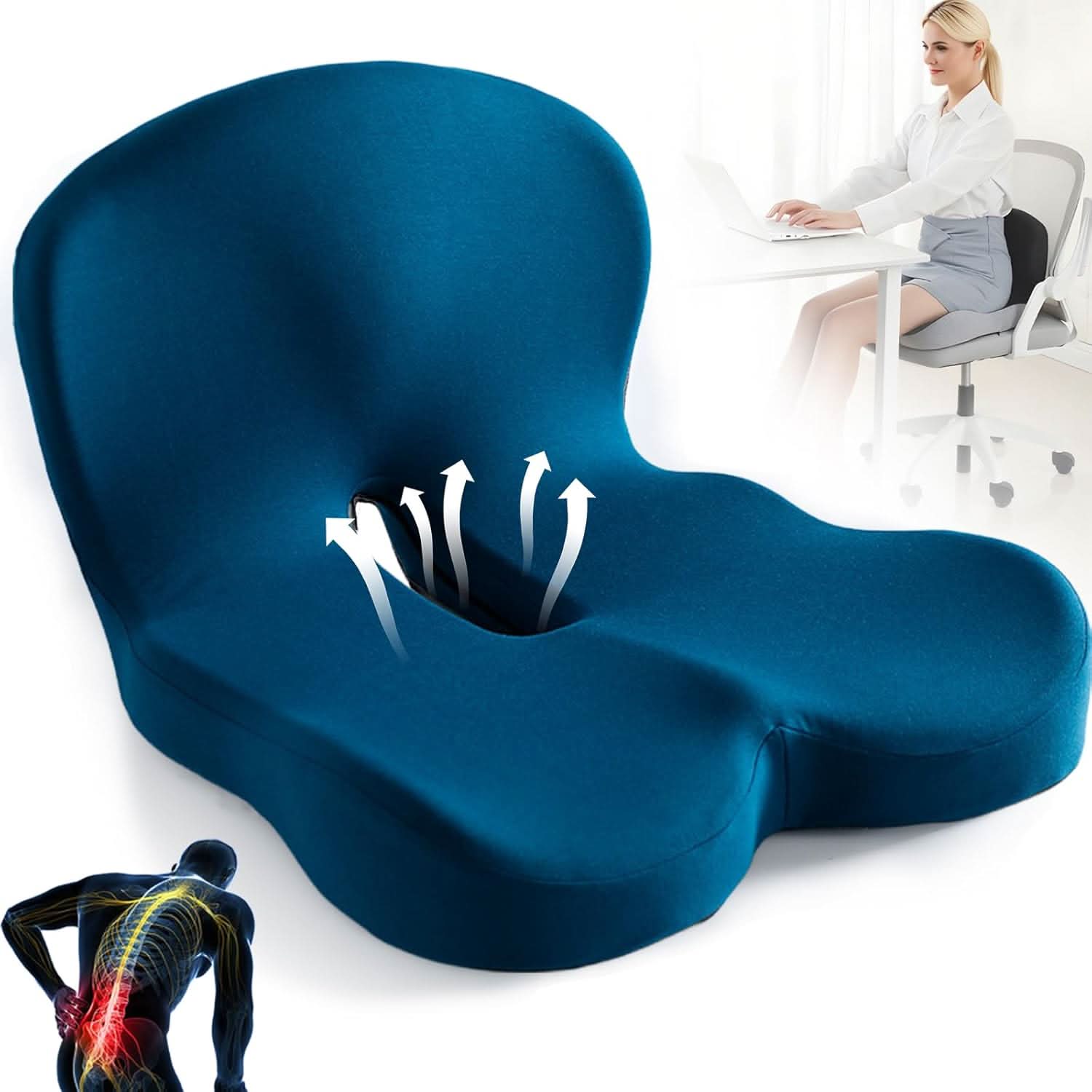 Ergonomic Support Seat Cushion with Lumbar Relief