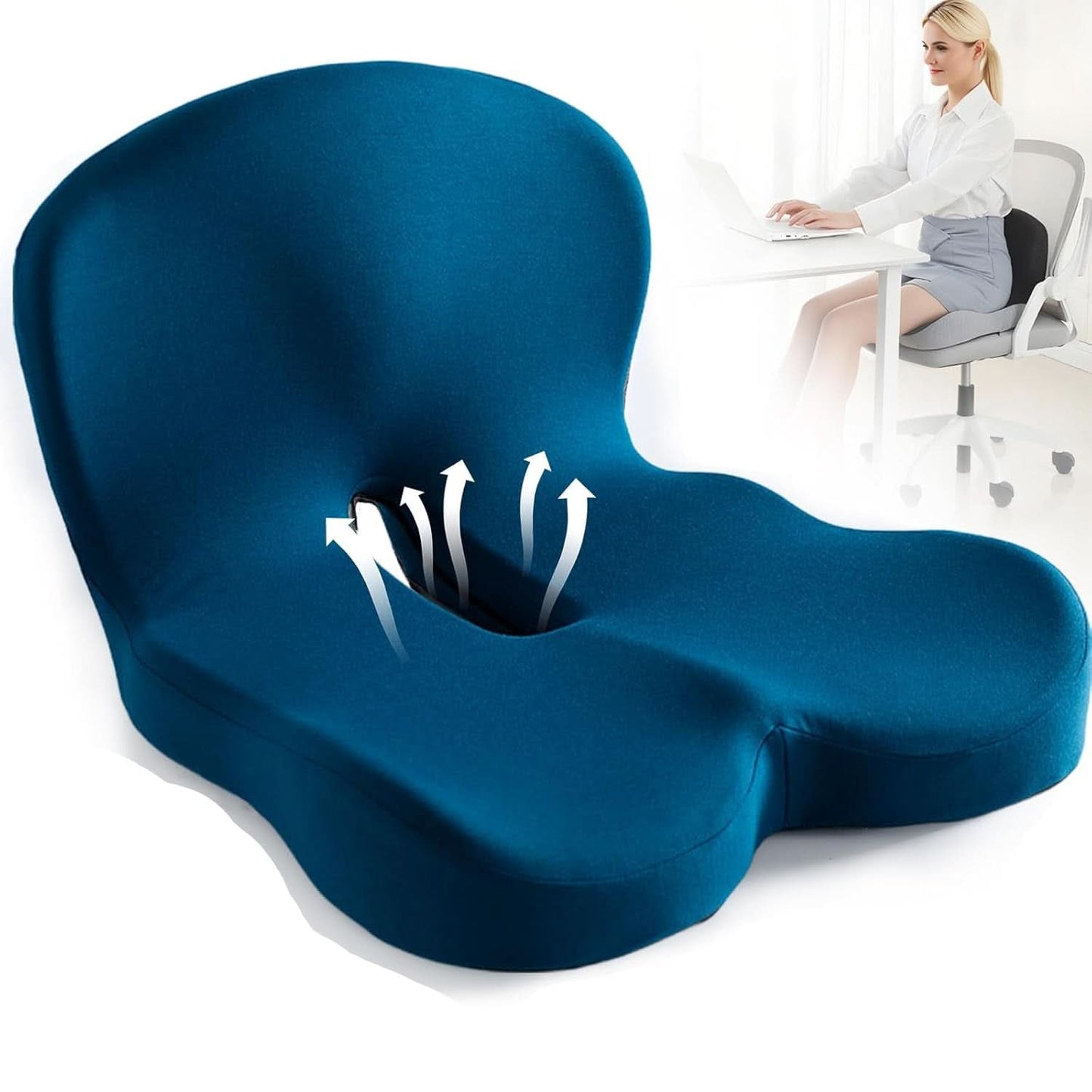 Ergonomic Memory Foam Seat Cushion for Enhanced Back Comfort