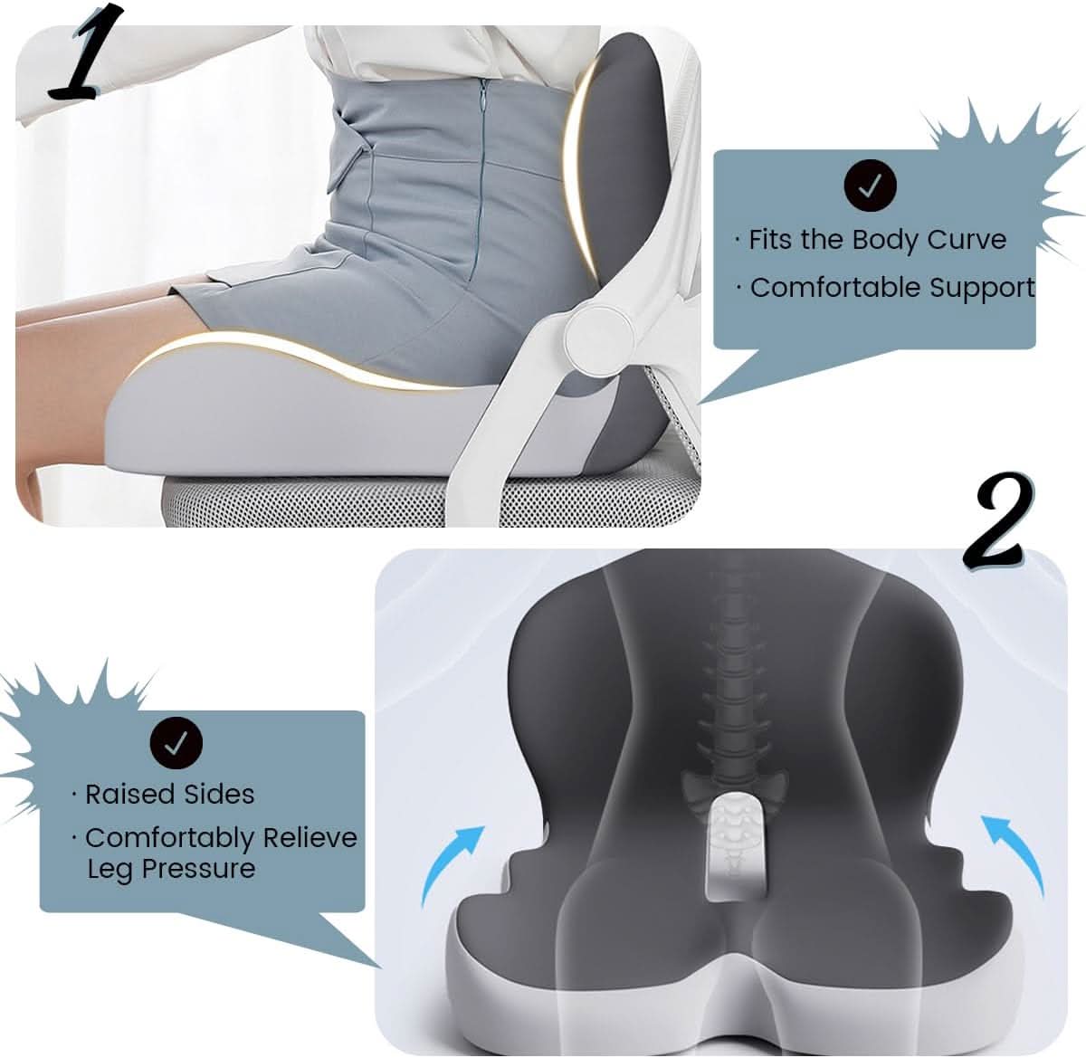 Ergonomic Support Seat Cushion with Lumbar Relief
