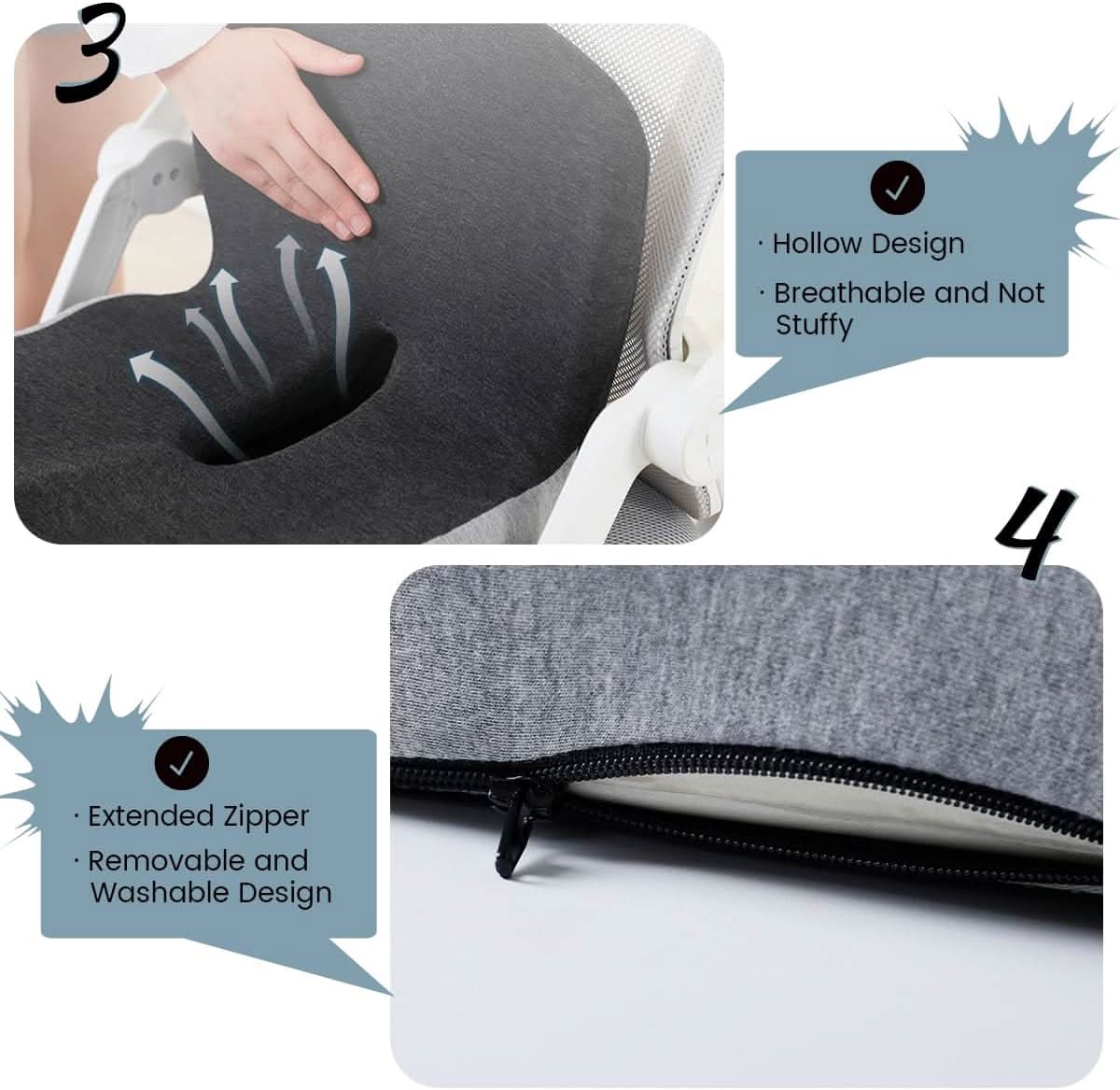Ergonomic Memory Foam Seat Cushion for Enhanced Back Comfort