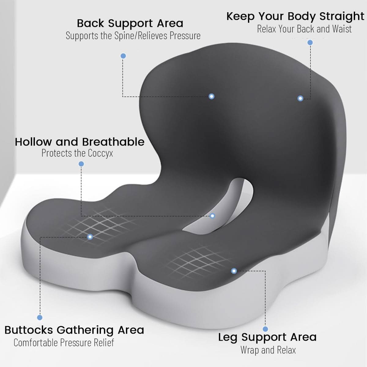 Ergonomic Support Seat Cushion with Lumbar Relief