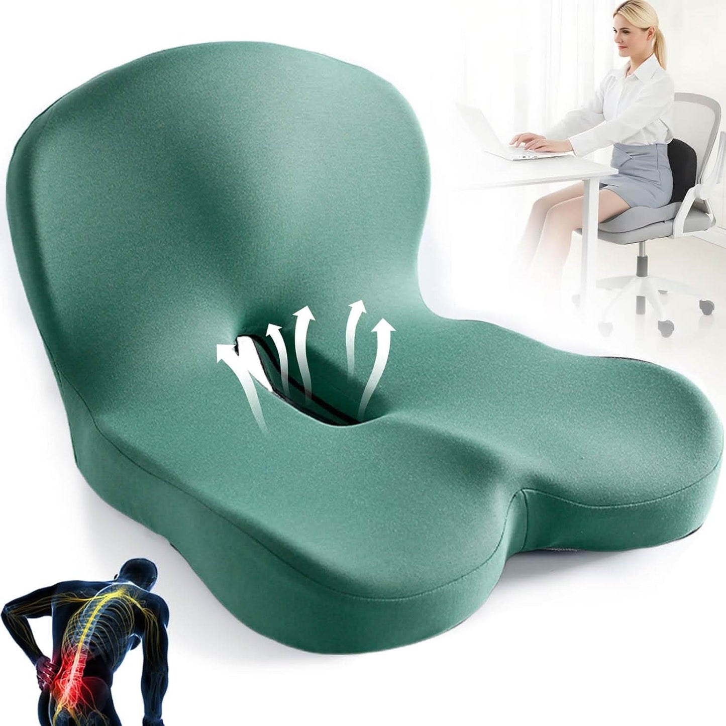 Ergonomic Support Seat Cushion with Lumbar Relief