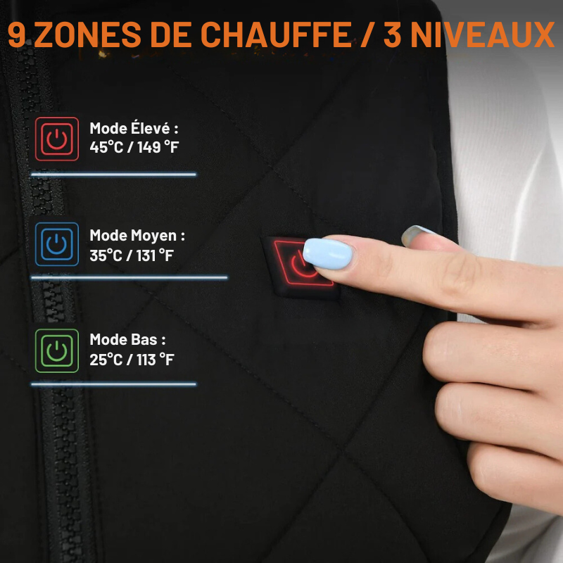Women's Heated Vest with Dual Temperature Control and 9 Heat Zones for All-Season Comfort