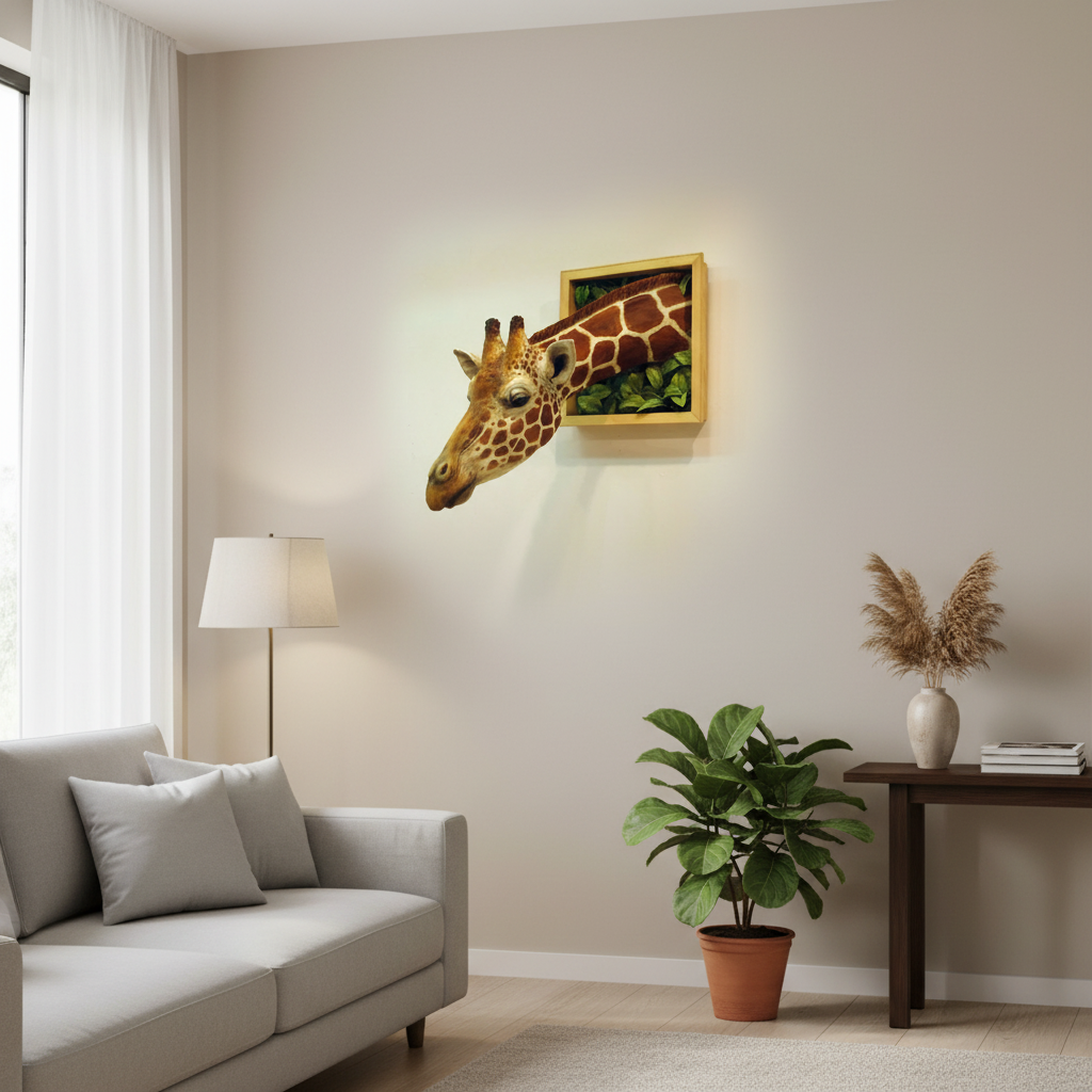 Giraffe Head Wall Sculpture - 3D Lifesize Art Decor