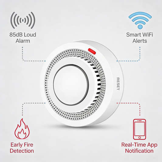 Smart WiFi Smoke Alarm with 85dB Alert – Fire Safety Sensor