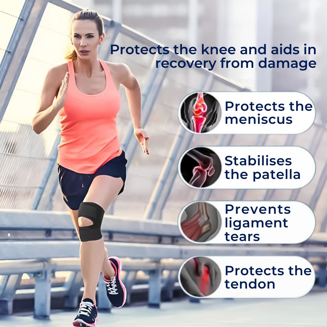 Knee Pads with Compression Springs & Tension Strap for Stability & Pain Relief