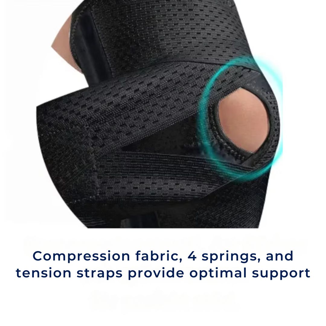 Knee Pads with Compression Springs & Tension Strap for Stability & Pain Relief