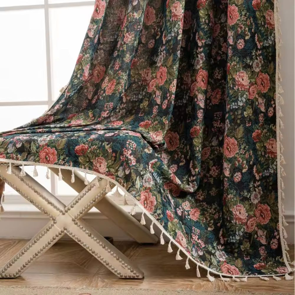 French Vintage Floral Pattern Curtains for Cozy Spaces