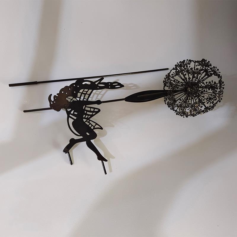 Fairy and Dandelion Dance Metal Sculpture for Outdoor Garden Decor