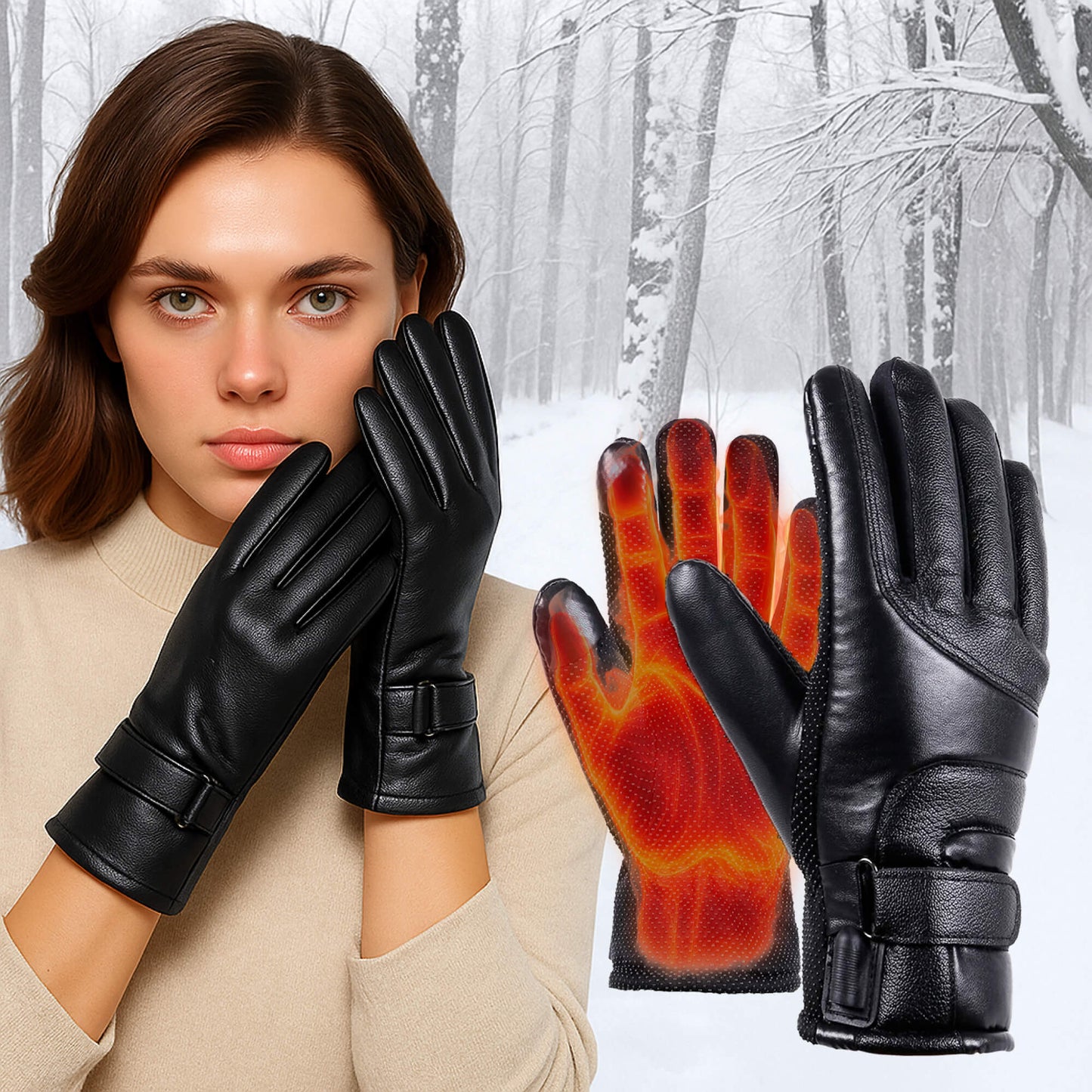 Heated Ladies' Thermal Waterproof Winter Gloves with Touchscreen & USB Charging