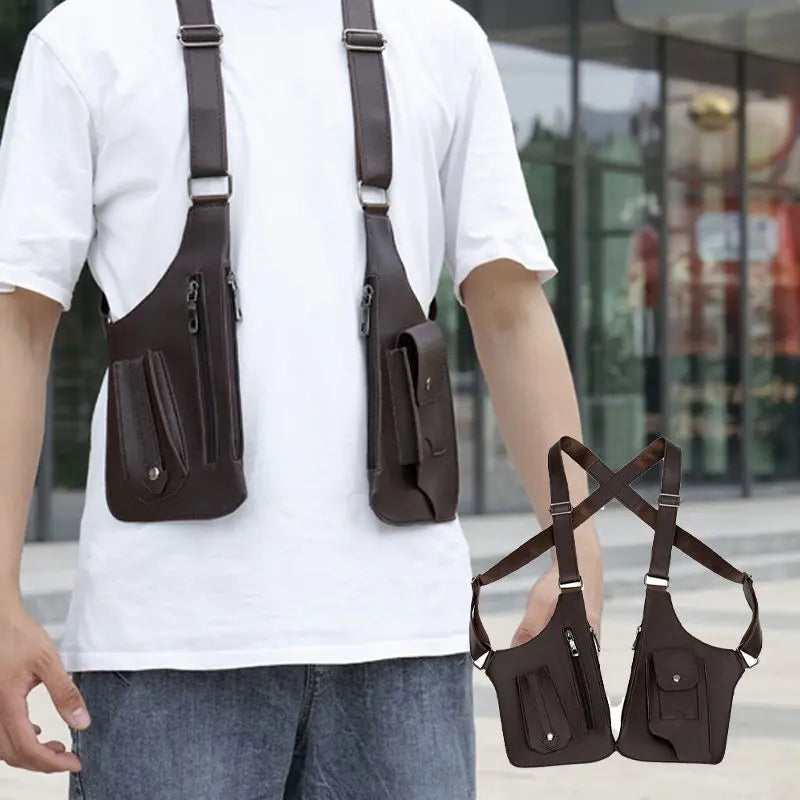 Men's Anti-Theft Shoulder Bag with Multiple Pockets and Straps
