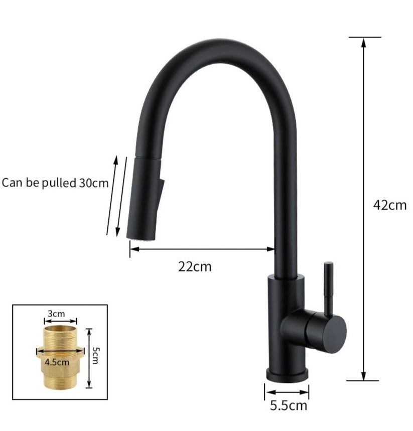 Touchless Sensor Kitchen Faucet with Pull-Out Flexible Spout | Modern Brass Mixer