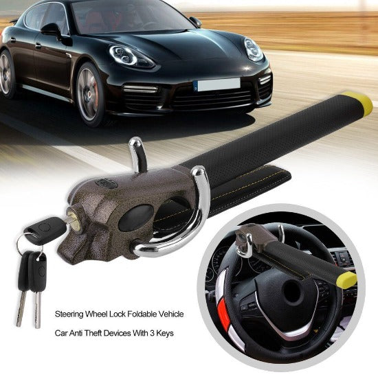 Foldable Anti-Theft Steering Wheel Bar with Built-In Alarm System