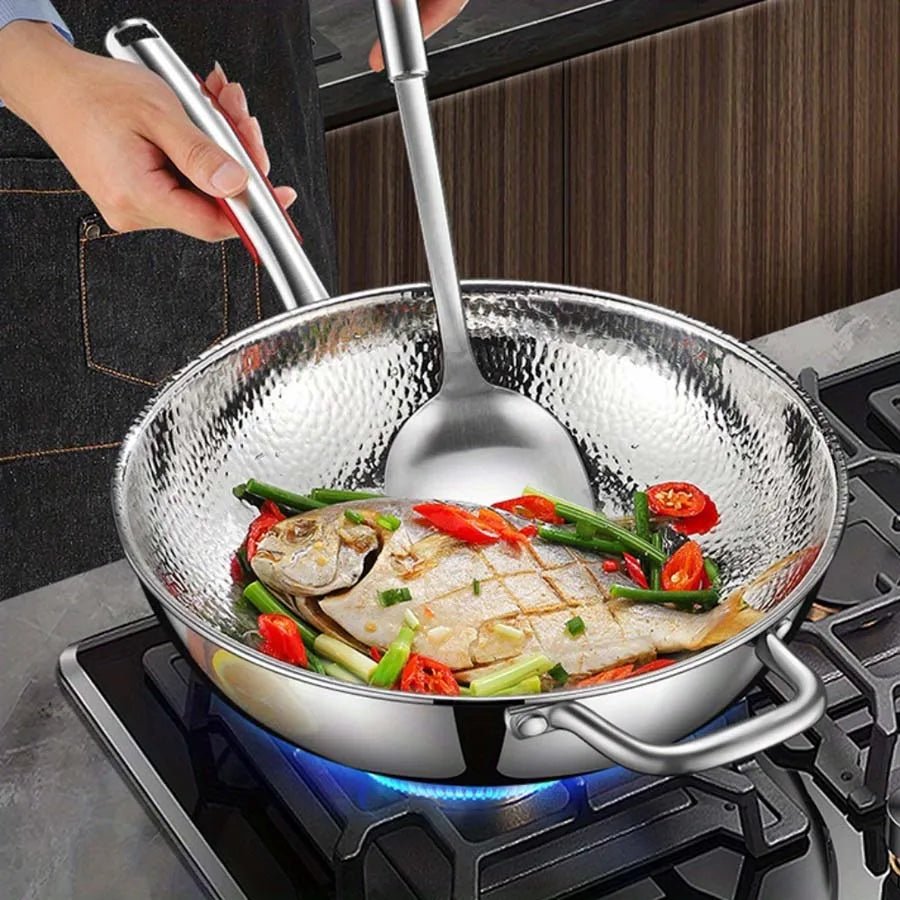 Premium Titanium Round-Bottom Wok for Induction Cooking and Stir-Frying