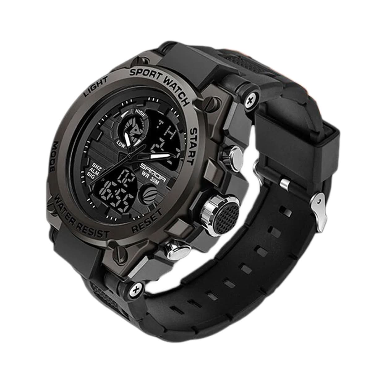 Men's Rugged Military Watch with Dual Analog-Digital Display