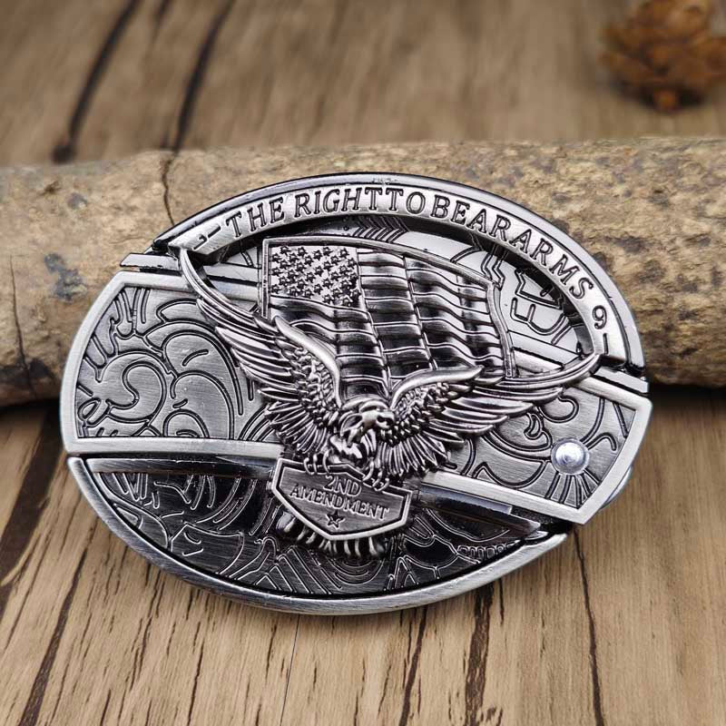 Rustic Metal Oval Cowboys Belt Buckle with Hidden Tool