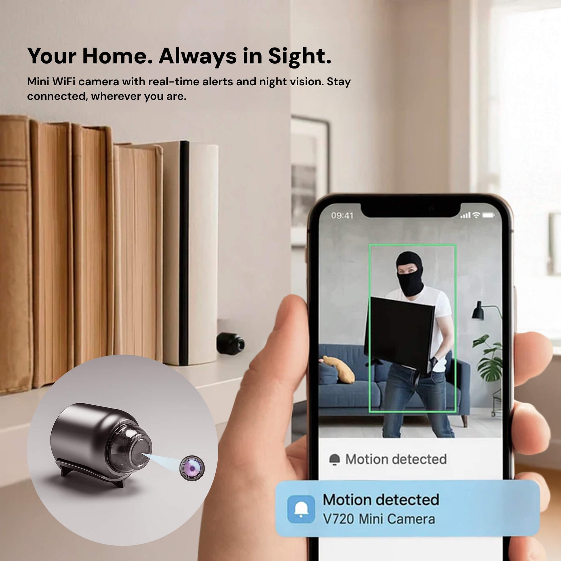 Compact Wireless Camera with Audio for Home Security