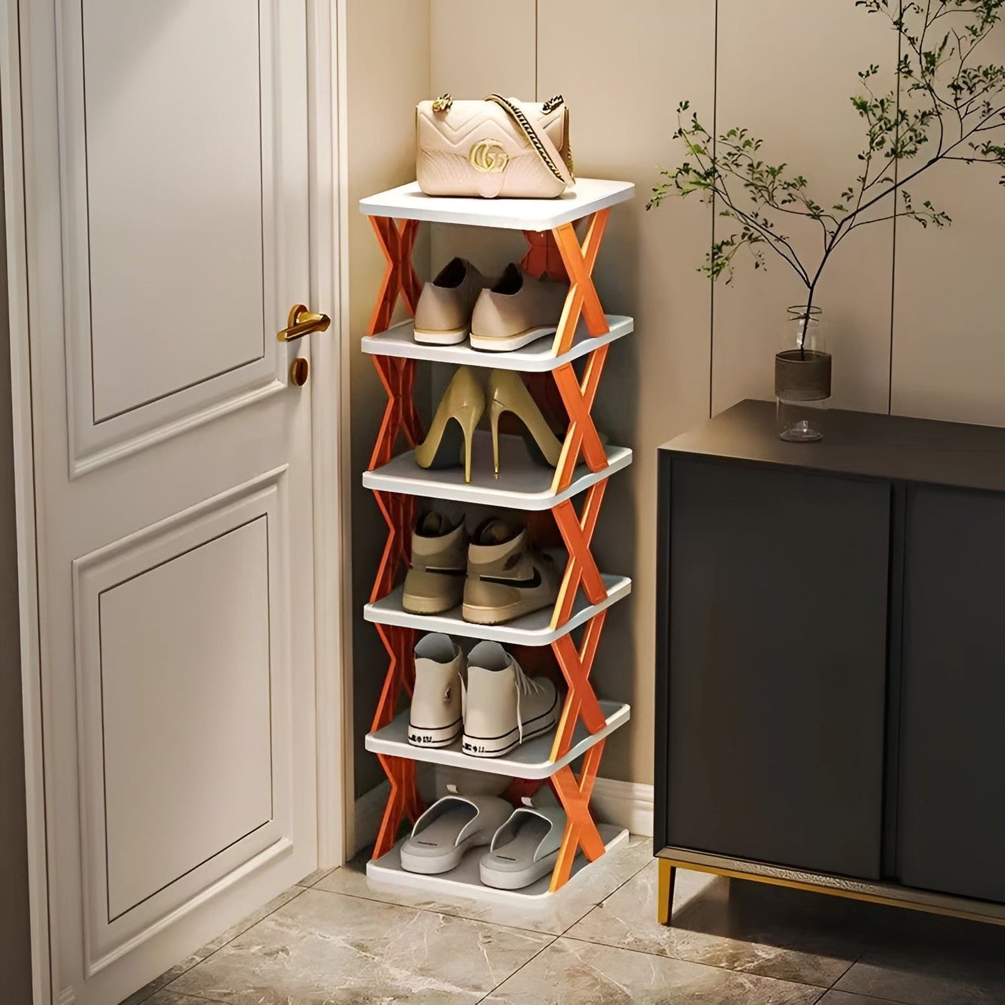 Foldable Multi-Tier Shoe Rack for Compact Spaces