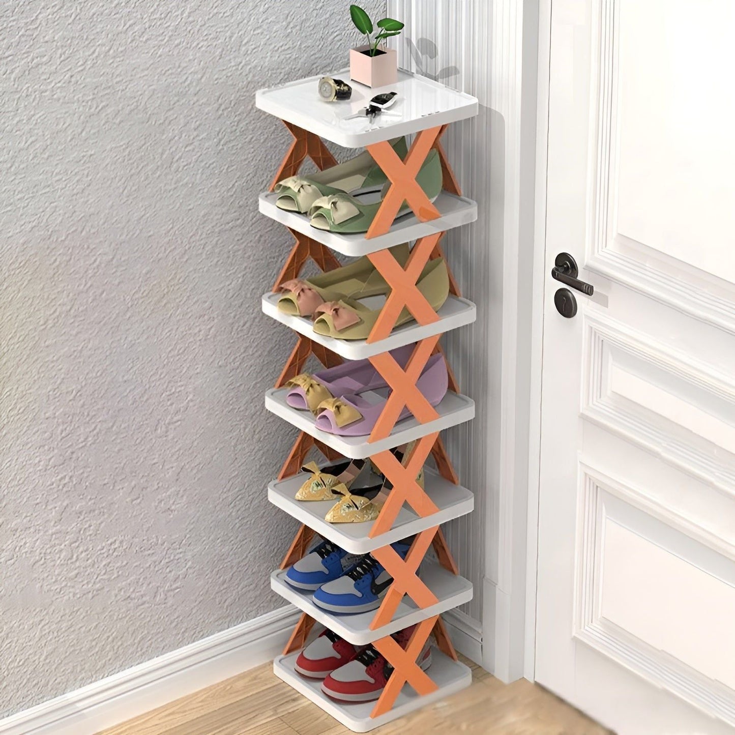 Foldable Multi-Tier Shoe Rack for Compact Spaces