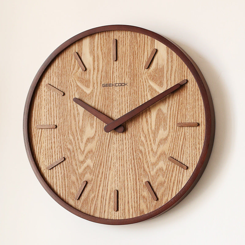Minimalist Silent Wooden Wall Clock, 12-Inch Diameter