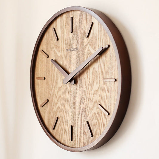 Minimalist Silent Wooden Wall Clock, 12-Inch Diameter
