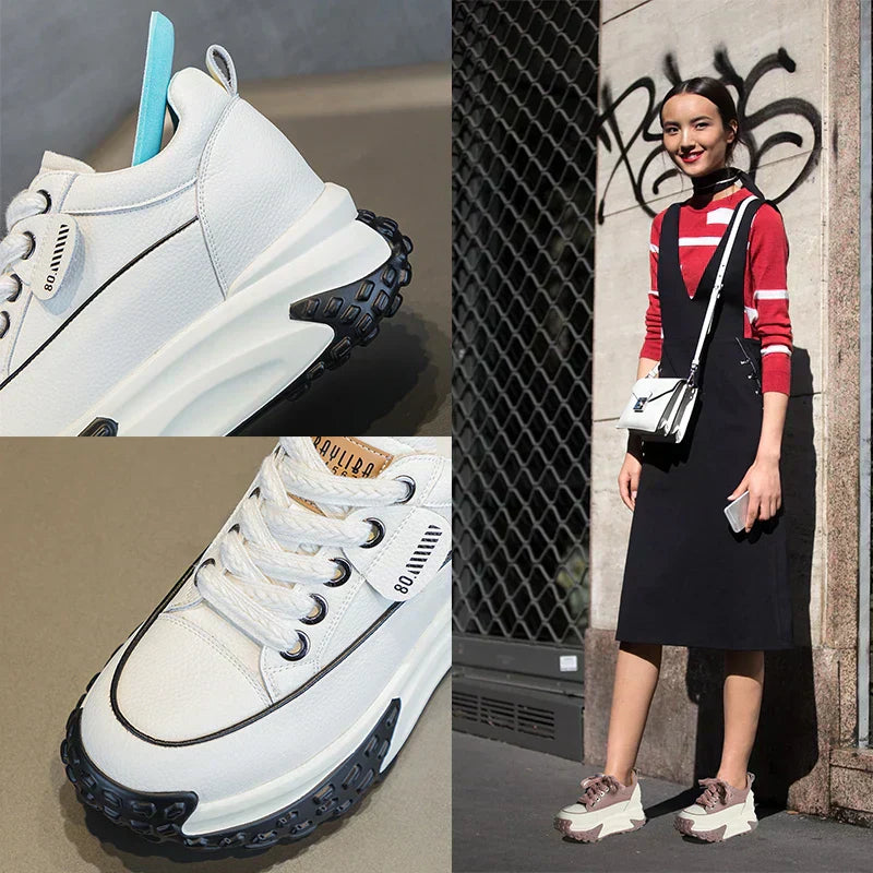 7 cm Leather Platform Wedge Sneakers