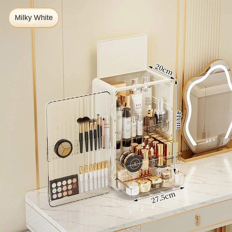 Luxo Makeup Organizer – Elegant Dust-Free Cosmetic Storage with Magnetic Door