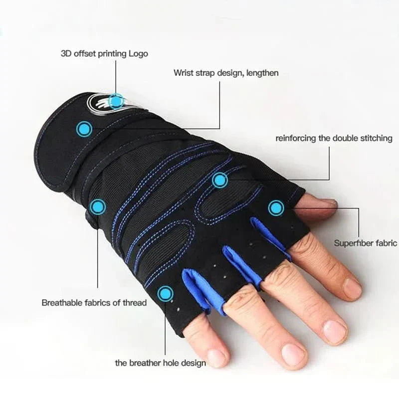 Shock-Resistant Fitness Gloves with Wrist Support for Strength Training & Cycling