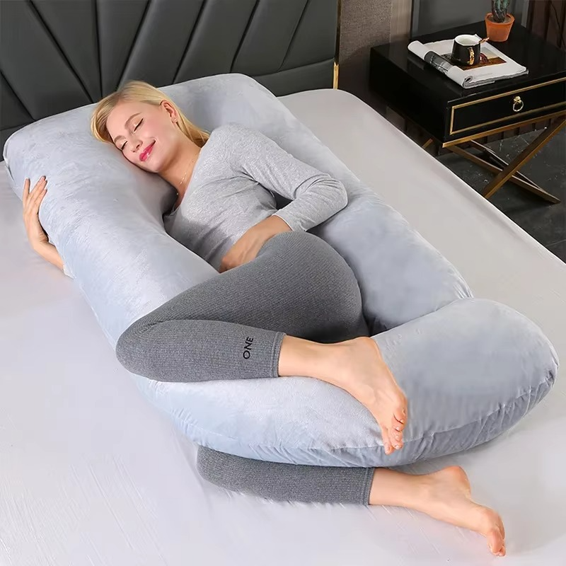 J-Shaped Maternity Pillow for Side Sleep and Nursing Comfort