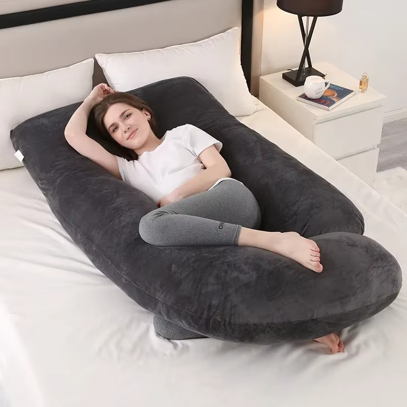J-Shaped Maternity Pillow for Side Sleep and Nursing Comfort