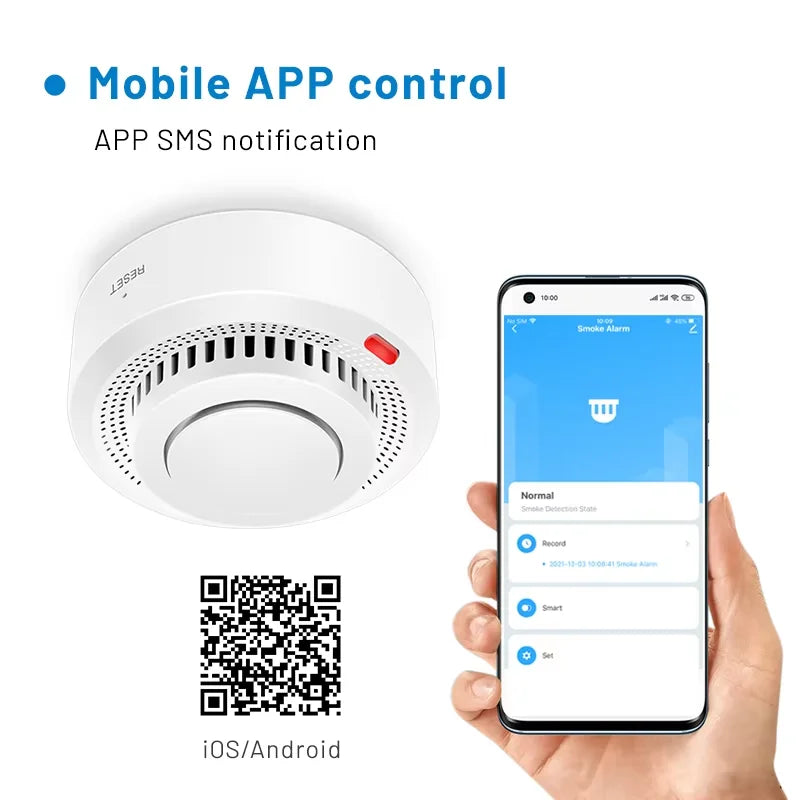 Smart WiFi Smoke Alarm with 85dB Alert – Fire Safety Sensor