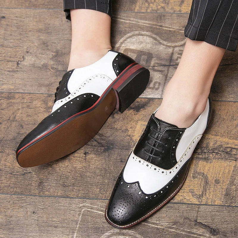 Men's Premium Brogue Lace-up Casual Contrast Oxford Shoes