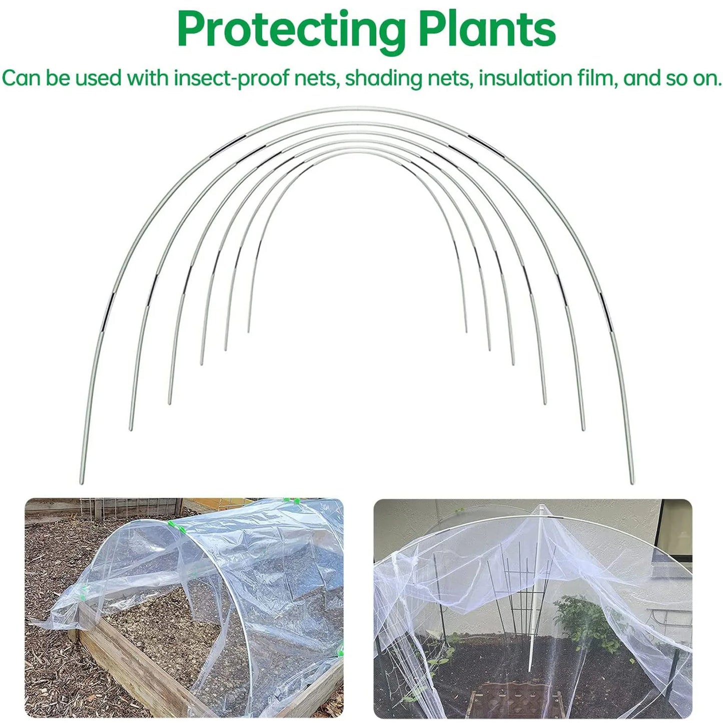 DIY Fiberglass Garden Arch Tunnel Set for Raised Beds and Cold Frames