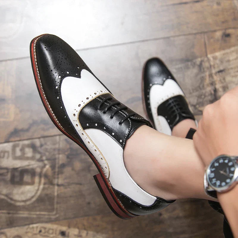 Men's Premium Brogue Lace-up Casual Contrast Oxford Shoes
