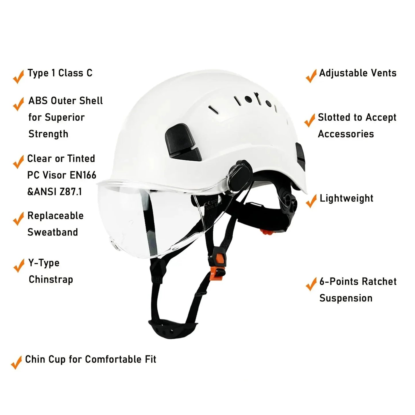 CE ABS Safety Helmet with Built-in Goggles & Visor - Industrial Protection