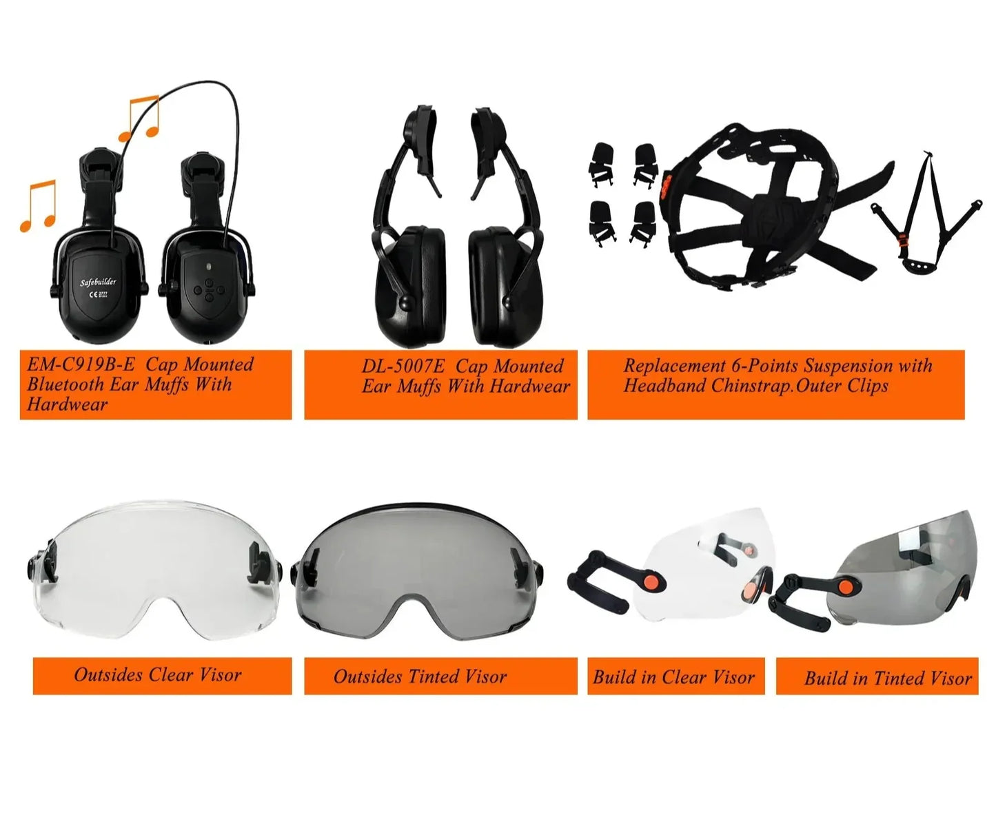 CE ABS Safety Helmet with Built-in Goggles & Visor - Industrial Protection