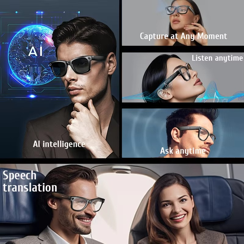 Smart Glasses: Capture Photos, Videos, AI Translations & Bluetooth Audio