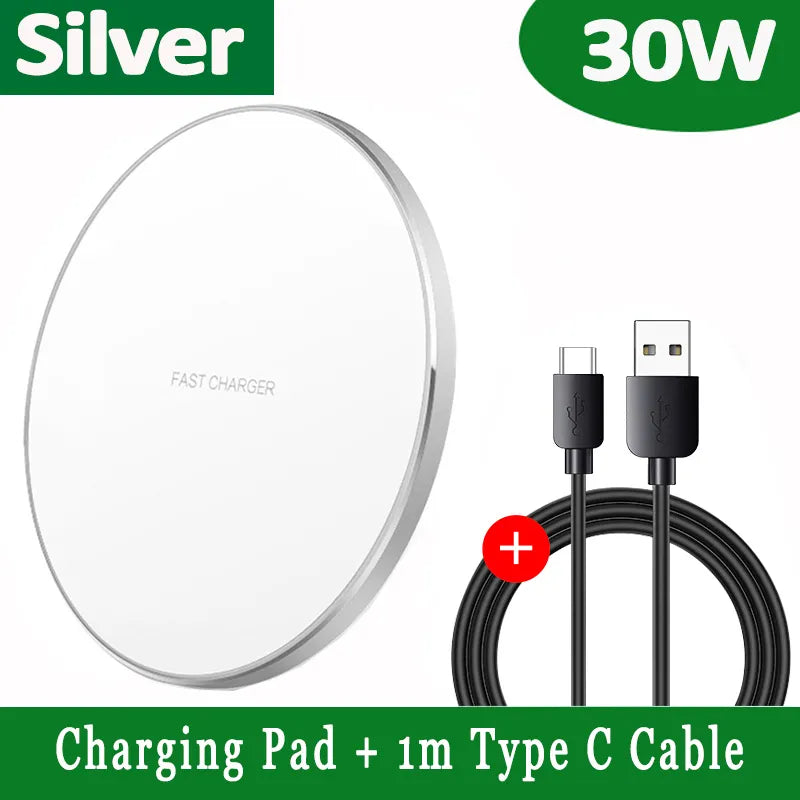 30W Fast Wireless Charger | USB-C MagSafe Pad for iPhone, Samsung & Android