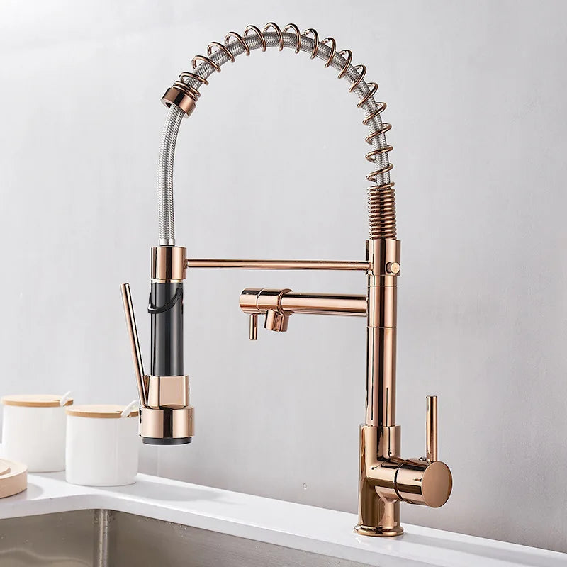 Luxury Double Bronze Kitchen Faucet with DualFlow for a Modern Touch