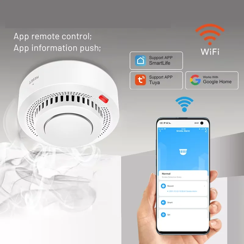 Smart WiFi Smoke Alarm with 85dB Alert – Fire Safety Sensor