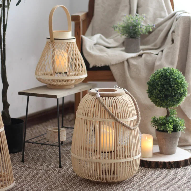 Rustic Rattan Weave Lanterns