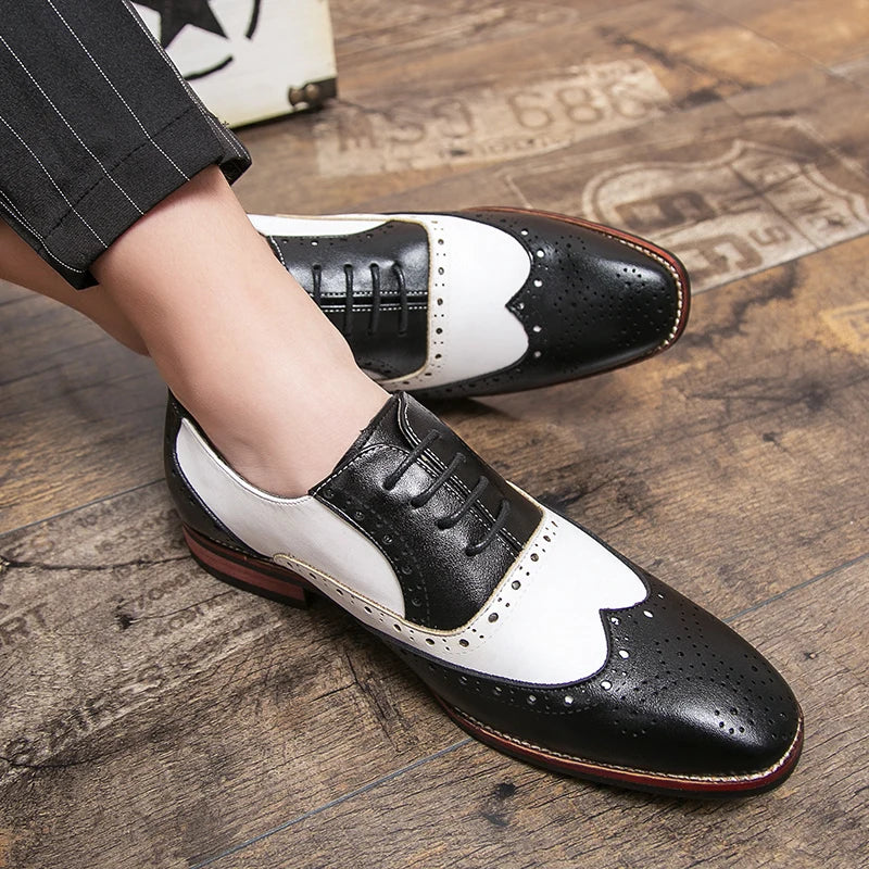 Men's Premium Brogue Lace-up Casual Contrast Oxford Shoes