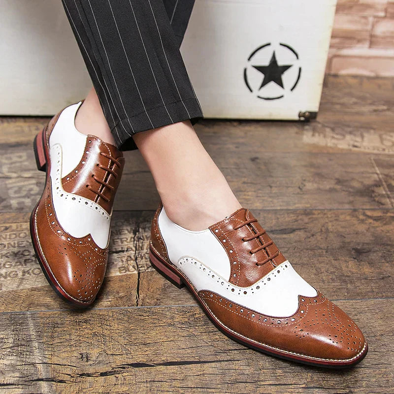 Men's Premium Brogue Lace-up Casual Contrast Oxford Shoes