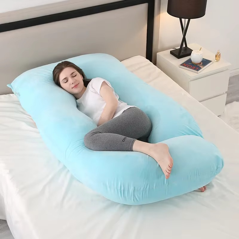 J-Shaped Maternity Pillow for Side Sleep and Nursing Comfort