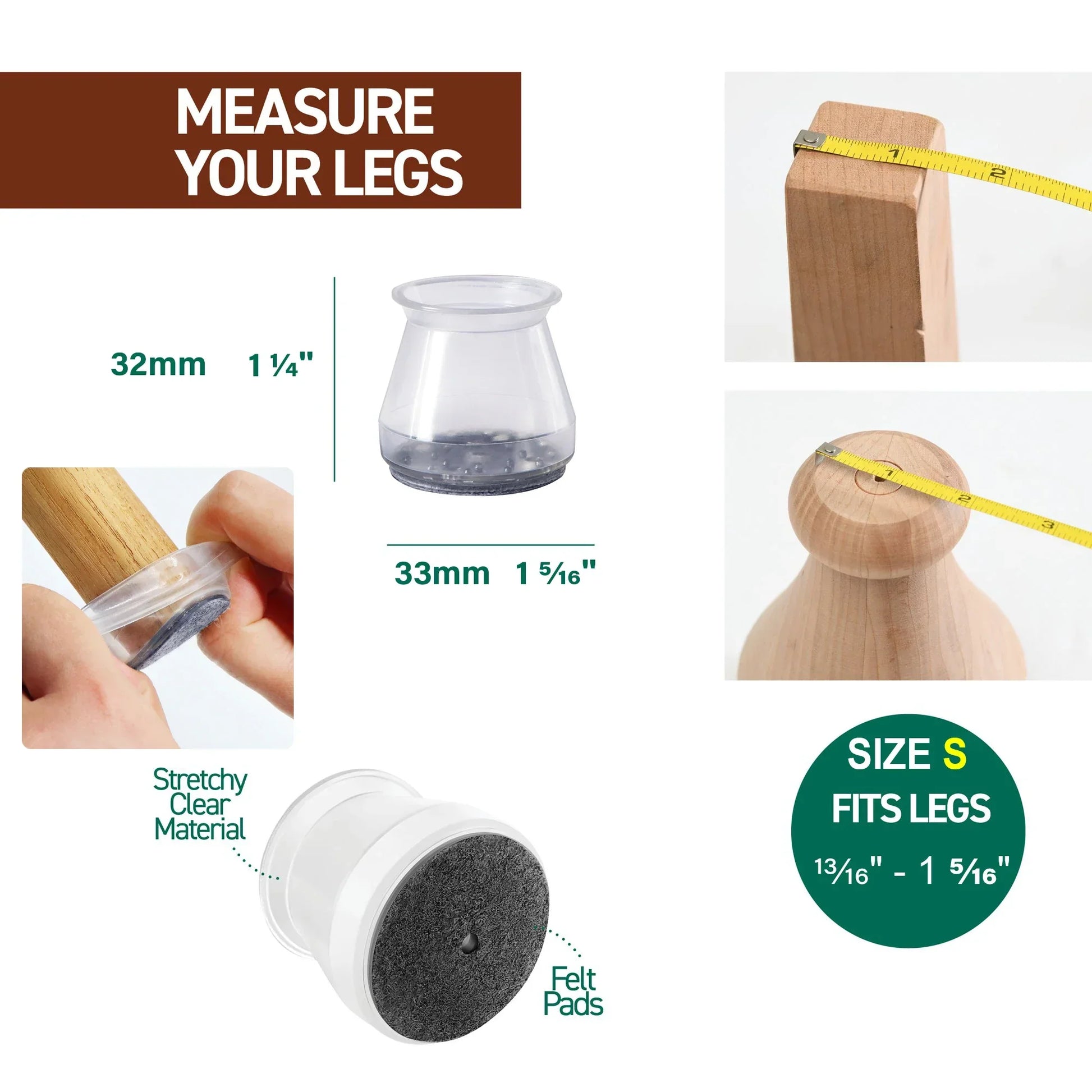 Silicone Chair Leg Protectors with Felt Pads