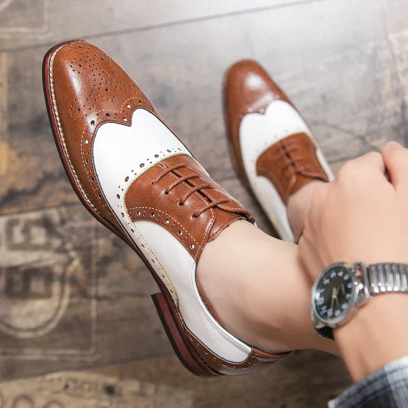 Men's Premium Brogue Lace-up Casual Contrast Oxford Shoes